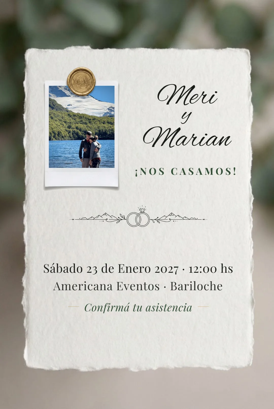 Invitación de Casamiento Meri & Marian